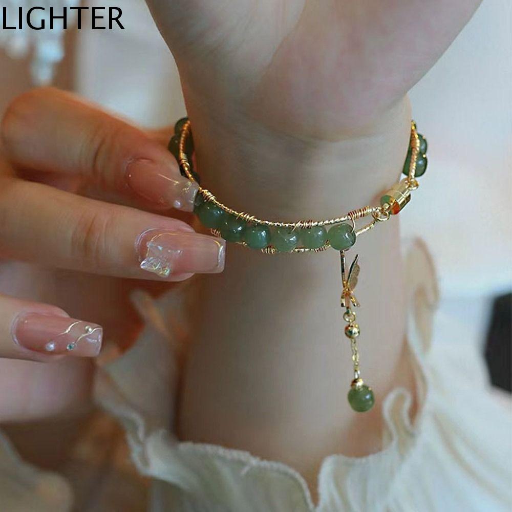 LIGHTER Dễ thương Đơn giản Vòng tay hạt Trang sức phong cách Trung Quốc Quà tặng trang sức Vòng tay cổ Vòng tay phong cách Hàn Quốc Vòng tay hạt ngọc bích Vòng nam châm Dây chuyền tay nữ