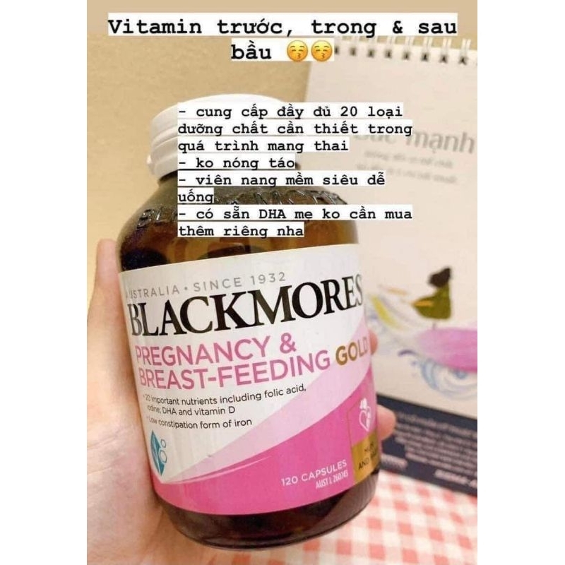 Vitamin tổng hợp cho mẹ bầu Blackmores Pregnancy And Breast Feeding Gold nâng cao sức khỏe 120v - SẢN PHẨM ĐẠT CHUẨN, ĐƯỢC YÊU THÍCH SĂN ĐÓN TRÊN THỊ TRƯỜNG HIỆN NAY, HÀNG DÙNG SIÊU THÍCH MỜI KHÁCH YÊU TRẢI NGHIỆM ĐƯỢC SHOP CHỌN LỌC KĨ LƯỠNG