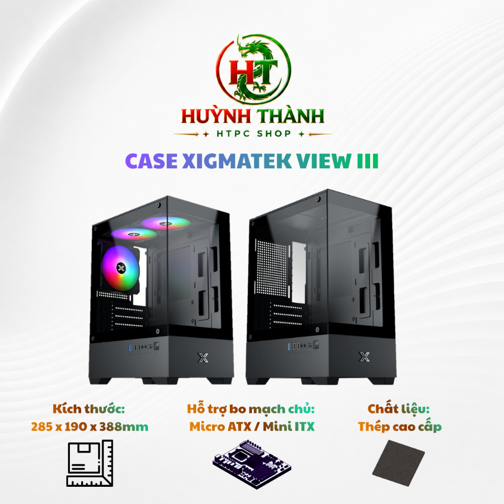 Case Xigmatek View III chính hãng, thiết kế kính cường lực 2 mặt sang trọng,BH 2 năm