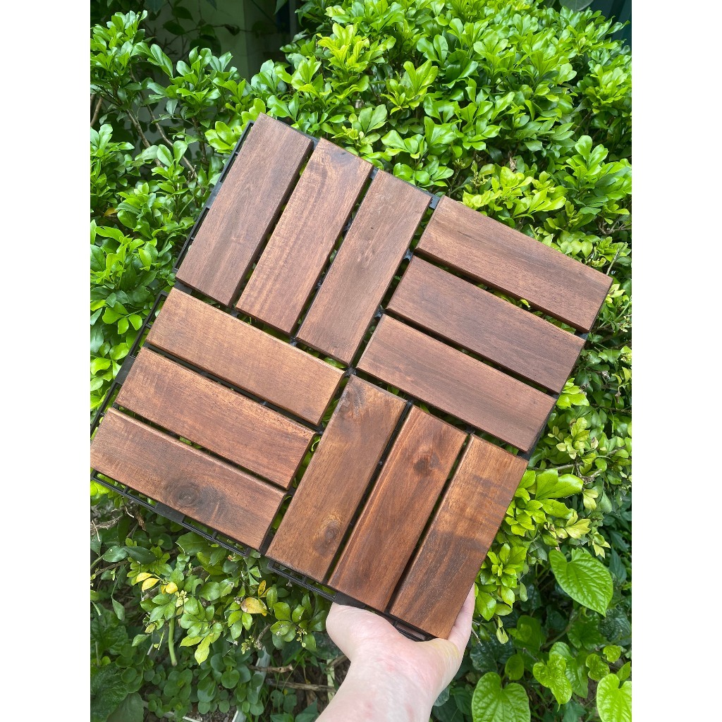 Combo 20 tấm sàn gỗ vỉ nhựa ngoài trời lót ban công, sân vườn, spa, hồ bơi chống trơn trượt