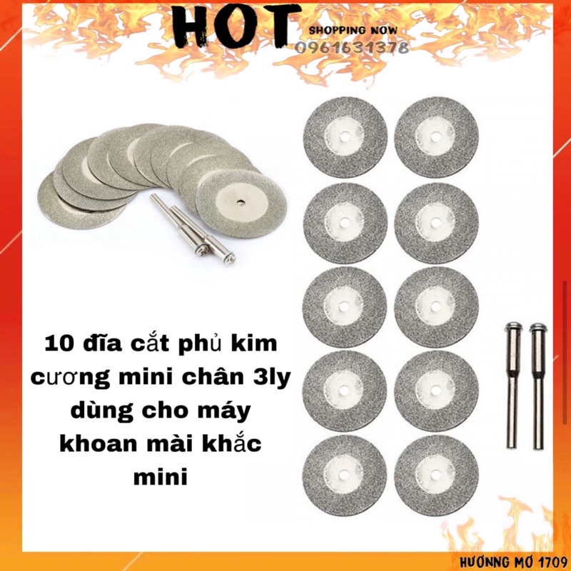 10 PCs 20mm mini diamond coated cutting disc 3mm shank for mini engraving grinding drill