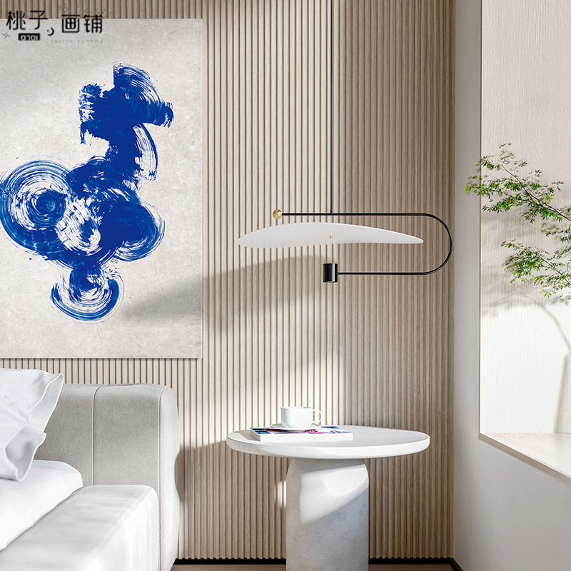 Phong cách Trung Quốc Mới Hiện Đại yên tĩnh gió Tranh treo lối vào phòng khách Klein màu xanh trừu tượng bức tranh trang trí phòng triển lãm Tường Phòng Ngủ Áp phích in đồ trang trí tranh treo tường bằng vải bố 0726a3