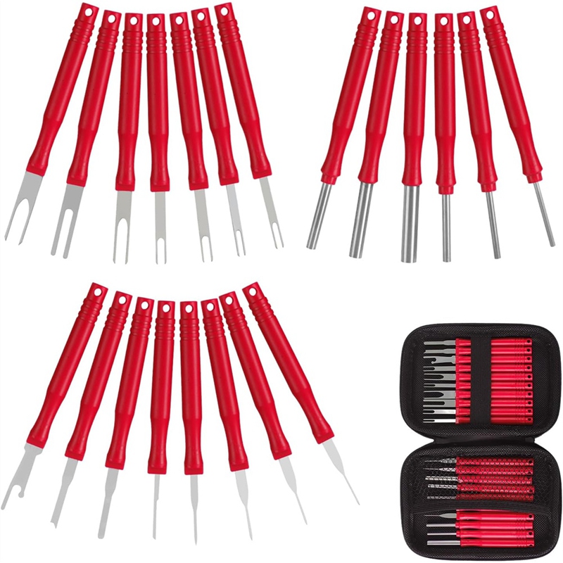 【Latest model】Electrical Wire Connector Pin Release Tool 21Pcs Red Electrical Pin Removal Kit, Automotive Terminal Release Set