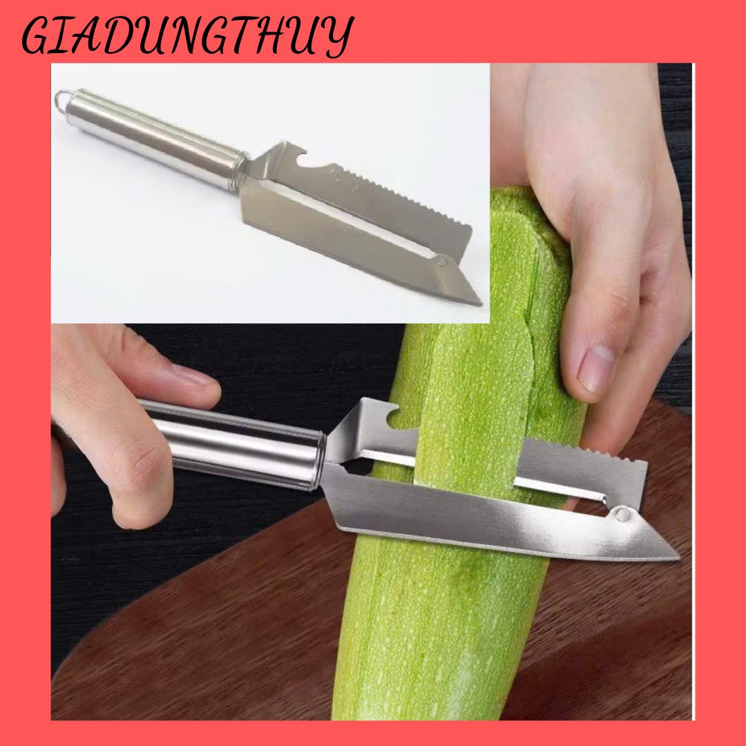 Dao gọt, bào trái cây da năng 5 trong 1 bằng thép không gỉ- Dao hai lưỡi inox cao cấp tiện dụng