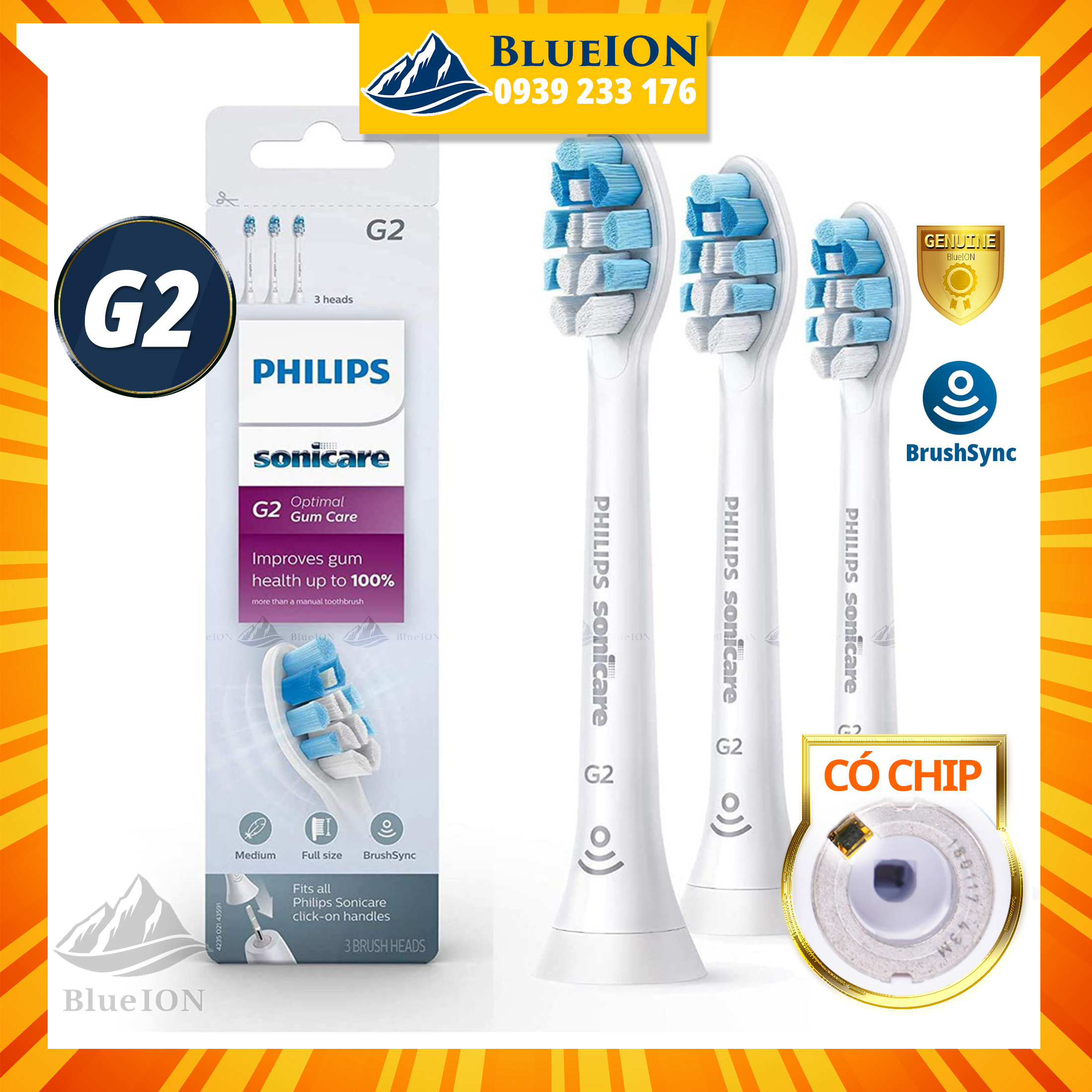 HCMHàng Mỹ Đầu bàn chải điện Philips Sonicare G2 Optimal Gum Care