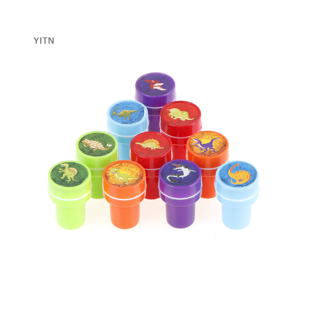 YITN 10 con dấu mực khủng long hỗn hợp tem thủ công nghệ thuật Đồ chơi ủng hộ bữa tiệc cho trẻ em