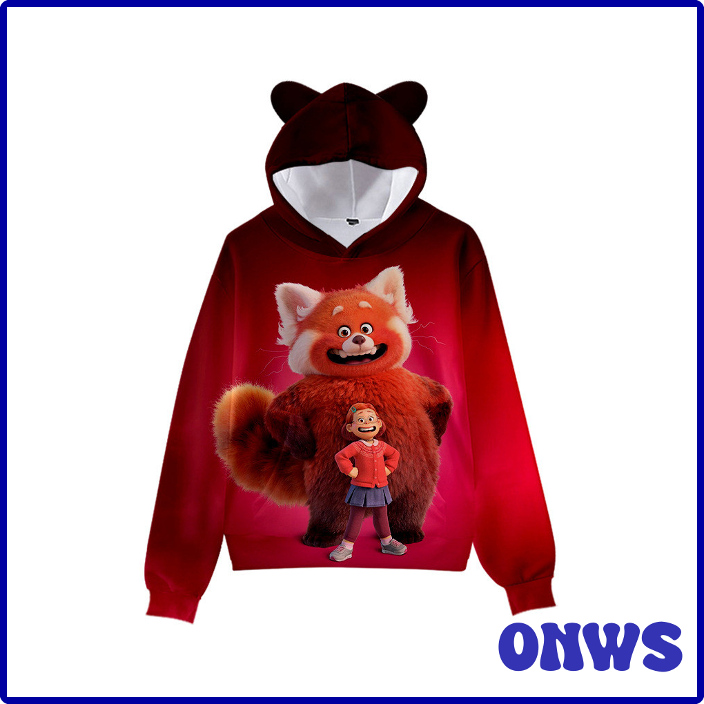 [Onws] Áo hoodie trẻ em 2 đến 14 tuổi hoạt hình biến Gấu trúc đỏ 3D biến dạng áo hoodie in họa tiết 