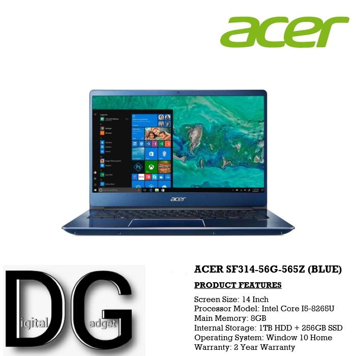 ACER SF314-56G-565Z (BLUE) 14 IN INTEL CORE I5-8265U 8GB 1TB HDD+256GB SSD WIN 10