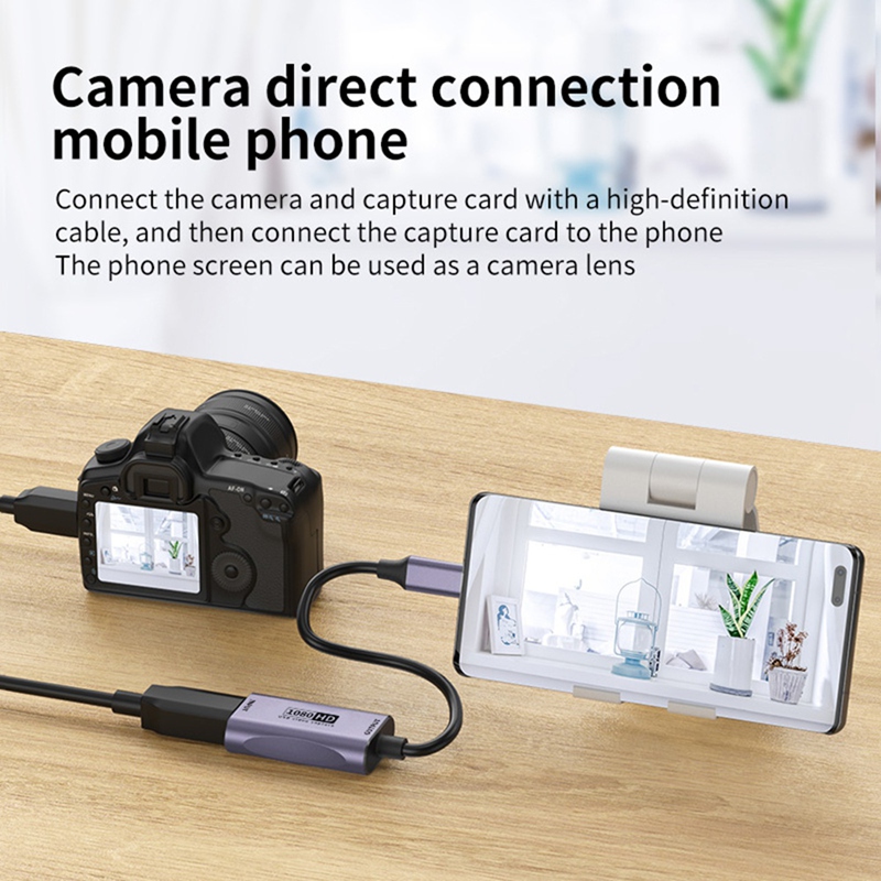 For Phone Tablet Projector Camcorder MINI to -Compatible Adapter Cable 4K Video Capture Card for Vlo