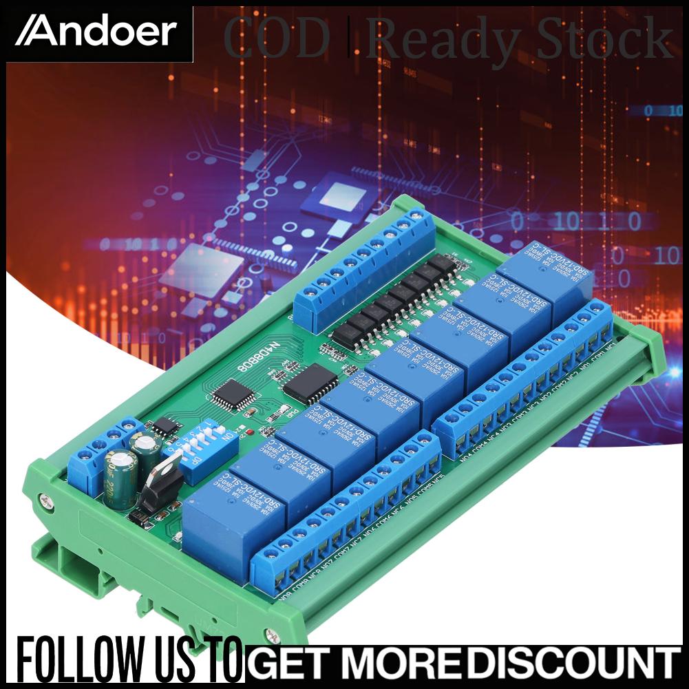 Andoer Mô-đun Rơle RS485 8 Đầu vào 8 Đầu ra 9600BPS Bảng ray DIN35 cho 64 thiết bị song song Giá 508,000 Đồng*Miễn phí vận chuyển
