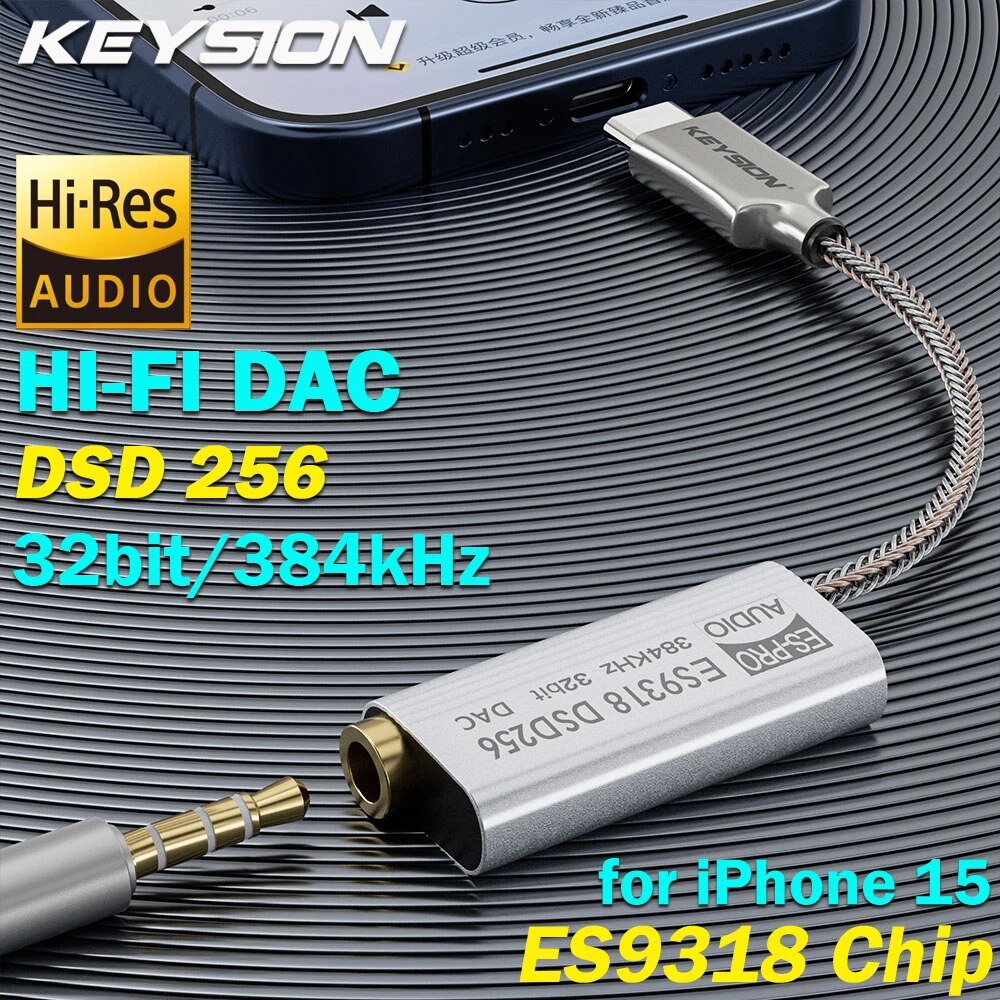 KEYSION ES9318 DSD256 HIFI DAC Headphone Amplifier USB Type C to 3.5mm Audio Adapter 32bit 384kHz Decoder for iPhone 15 Pro Max ราคา 615 บาท*ส่งฟรี