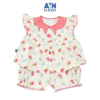Bộ quần áo Ngắn bé gái họa tiết Dâu Snow Pink Cotton - AICDBGUTYO0H - AIN Closet