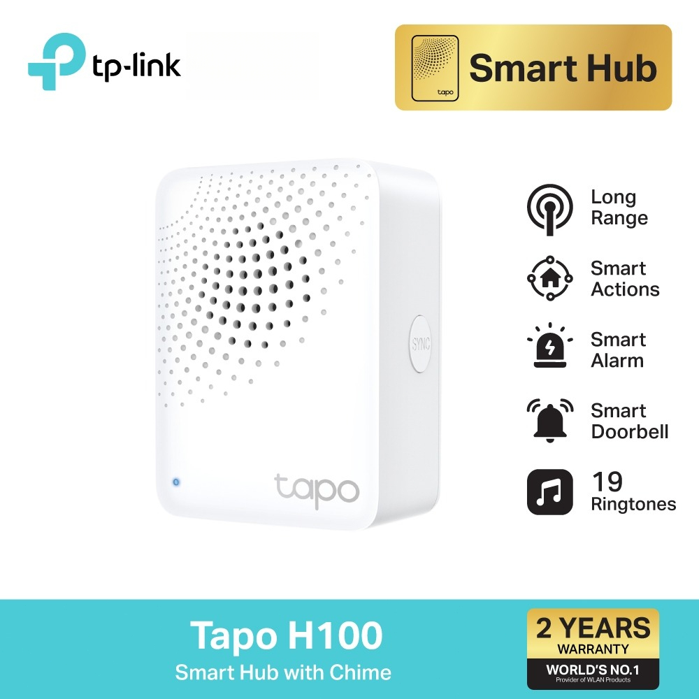 TP-Link Tapo H100 Smart Hub with Chime ฮับเชื่อมต่ออุปกรณ์ Tapo สมาร์ทโฮม ได้สูงถึง 64 อุปกรณ์ รับประกัน 2 ปี ราคา 810 บาท*ส่งฟรี