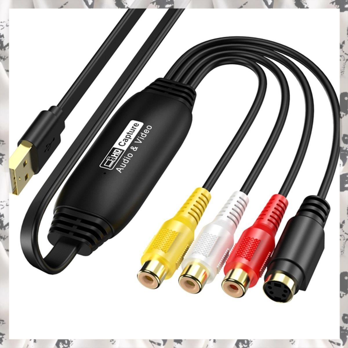 USB Video Capture to Digital Converter USB 2.0 Video Audio Capture Card for TV DVD Support System Easy Install Easy to Use