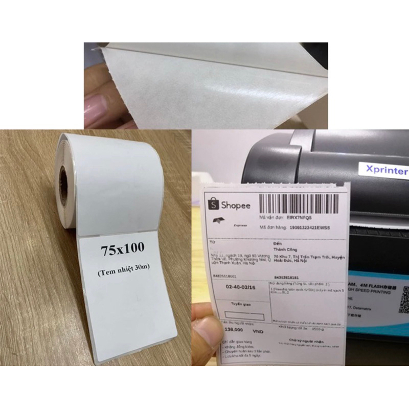 Cuộn 300 tờ giấy in nhiệt 75mm x 100mm khổ a7