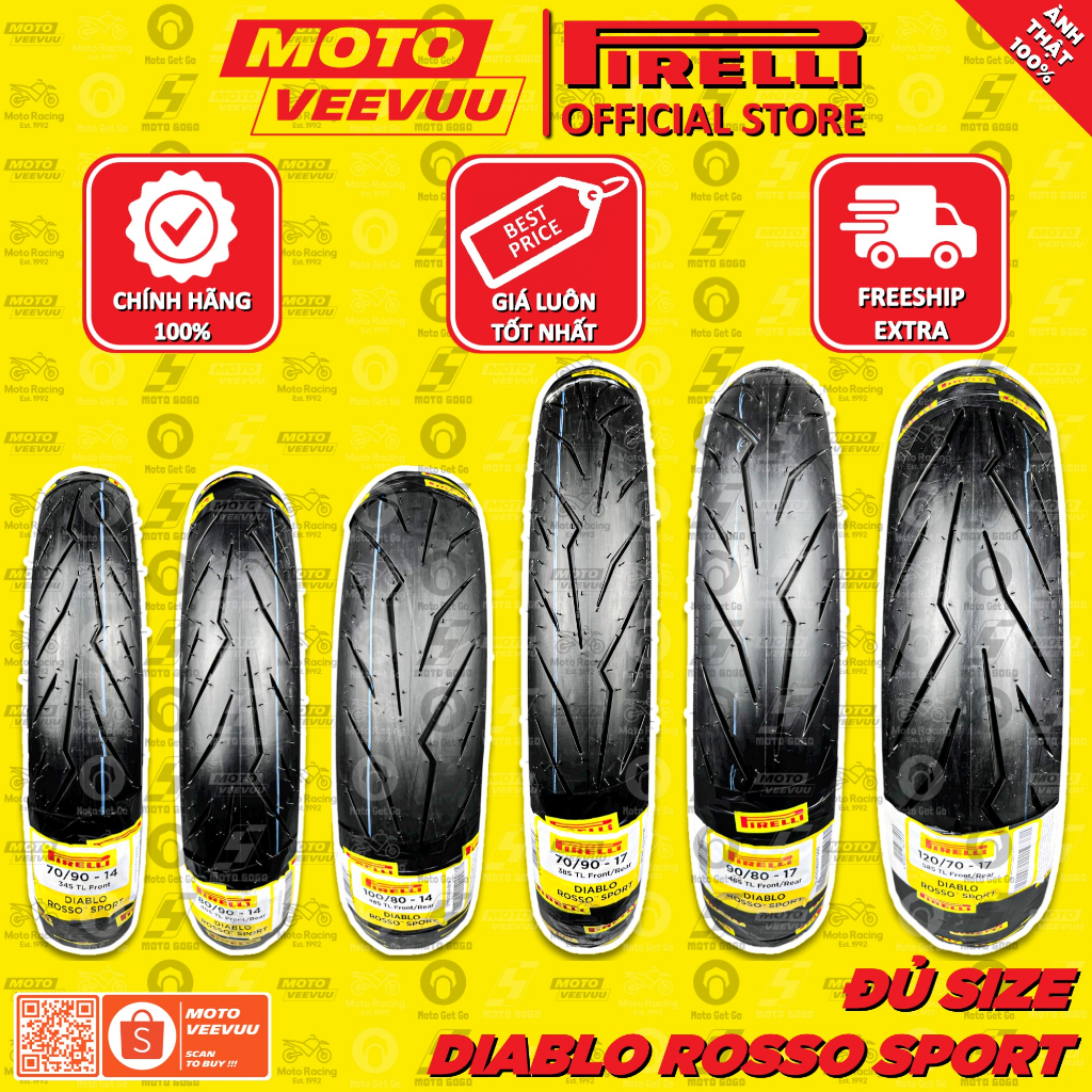 Motorcycle Tires Combo Front and Rear PIRELLI Rosso Sport Full size 60 70