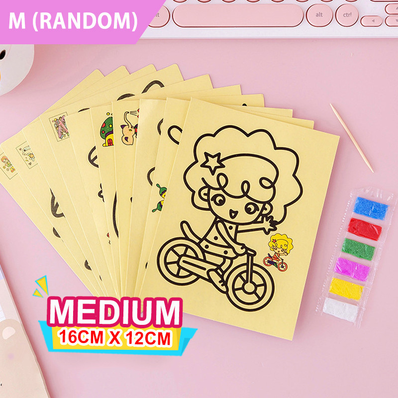 《 𝗦𝗔𝗡𝗗𝗬 𝗙𝗨𝗡 》 Colourful Sand Art Painting Drawing DIY Handmade Color Craft Lukisan Pasir 儿童沙画 NWD