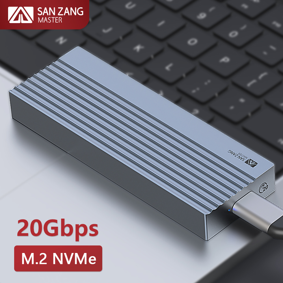 Sanzang Tốc Độ Cao Vỏ đựng ổ SSD 20Gbps M2 Nvme Bao Vây Bên Ngoài HD USB A 3.0 Loại C Ổ đĩa cứng M.2 Usb3 Hộp Lưu Trữ Bìa