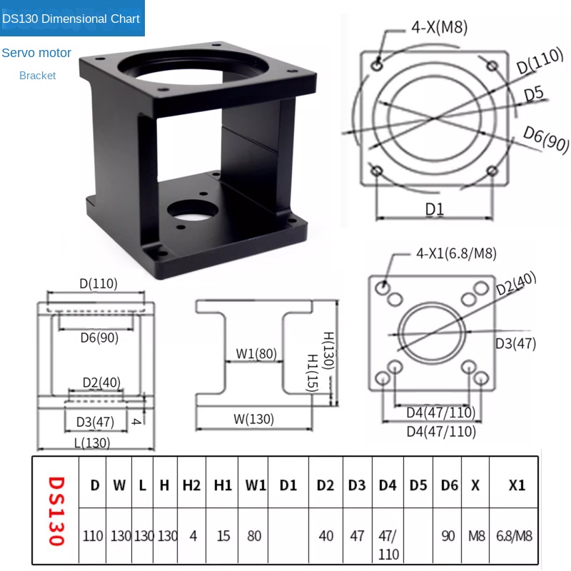 [Puffide] Giá Đỡ Động Cơ Bước/Servo - Động Cơ Servo Ds130 Không Kèm Vít | Tùy chọn từ 57-130mm Tương Thích Trục Vít Bi | Công Nghiệp Tự Động Hóa