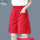 SeasTina cotton cao eo quần short giản dị cho phụ nữ với túi thiết kế