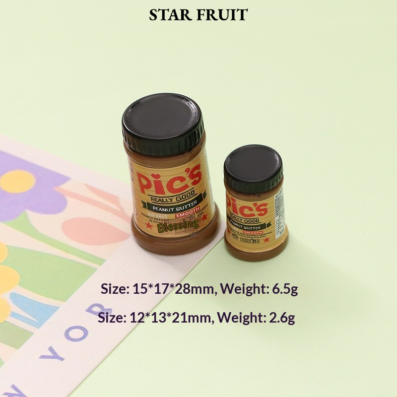 STAR FRUIT⭐ Mini Realistic Peanut Butter Jar DIY Resin Decor for Dollhouse Grocery Store Craft ราคา 20 บาท*ส่งฟรี