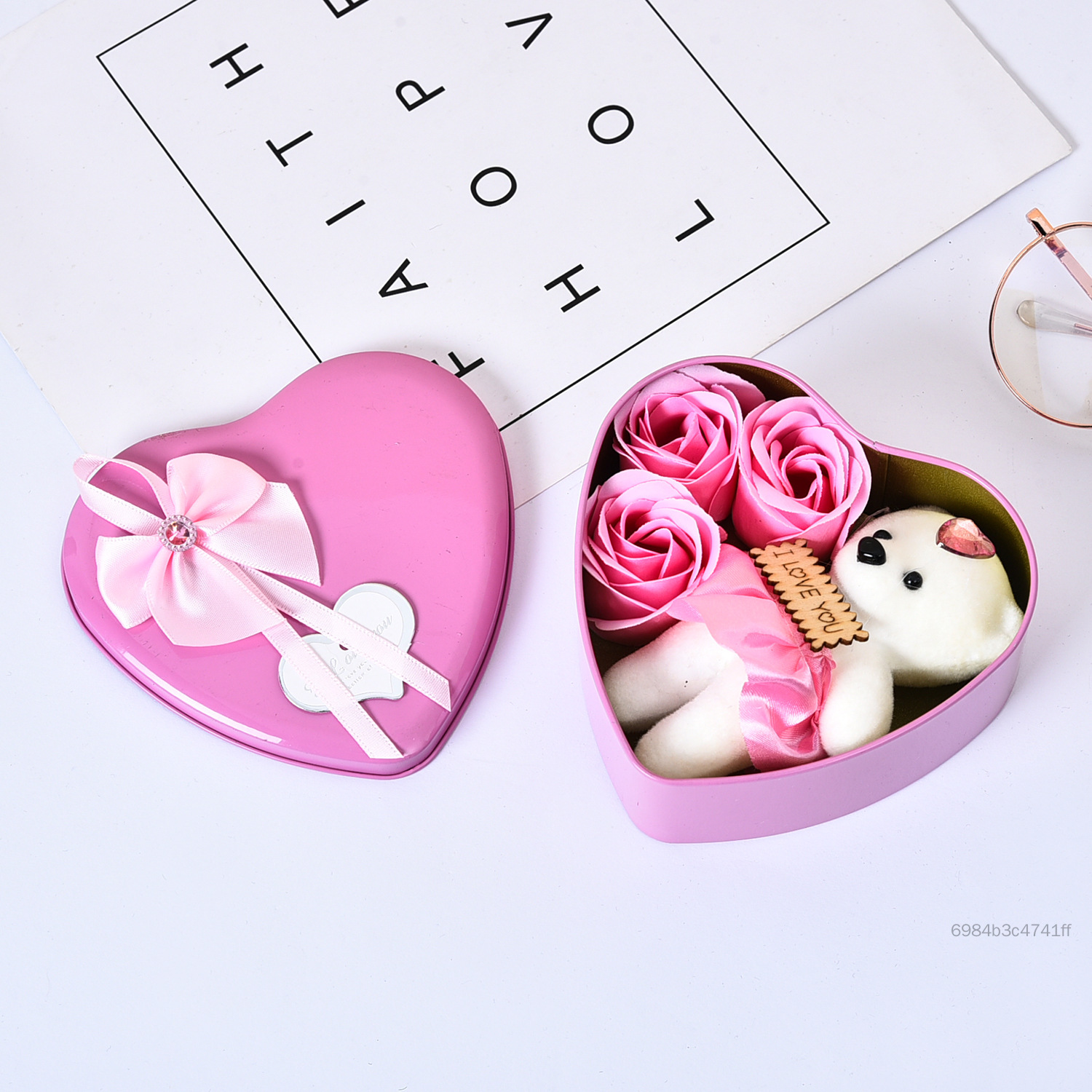 3 Bó Hoa Hồng Xà Bông Gấu - Quà Valentine Hộp Sắt Thơm