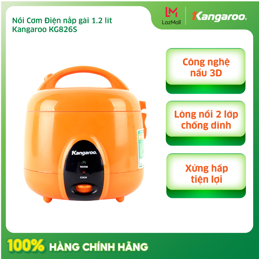 SALE - Nồi cơm điện Kangaroo 1.2 lít KG826S chính hãng-1.2 lít Số người ăn 2 - 4 người Công suất:  5