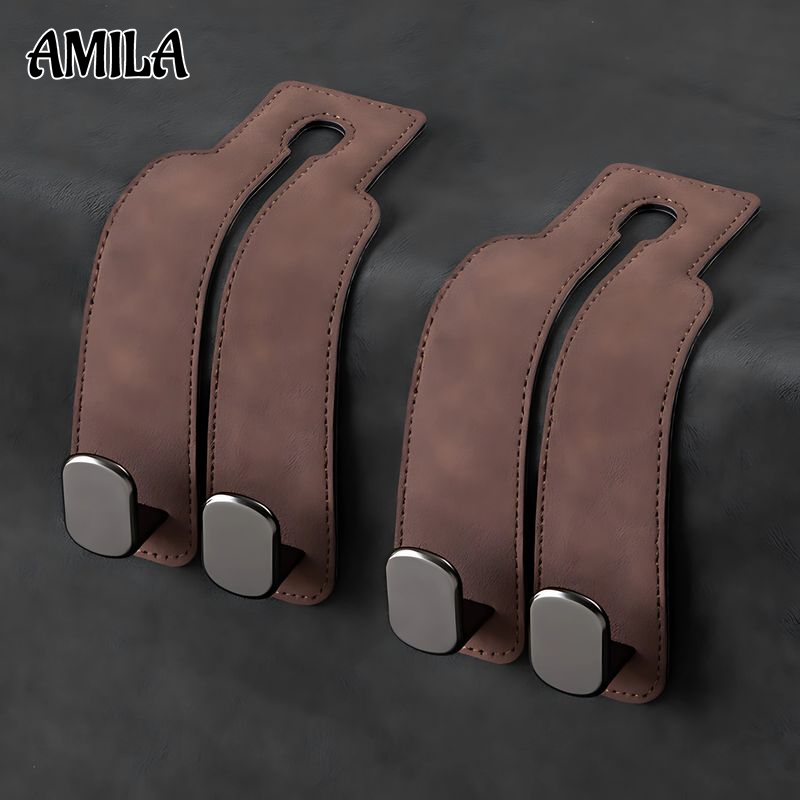 AMILA Car Seat Dual Hooks Multi-Functional Rear Phone Holder Storage Organizer Leather Style Interior Accessory Giá 20,000 Đồng*Miễn phí vận chuyển