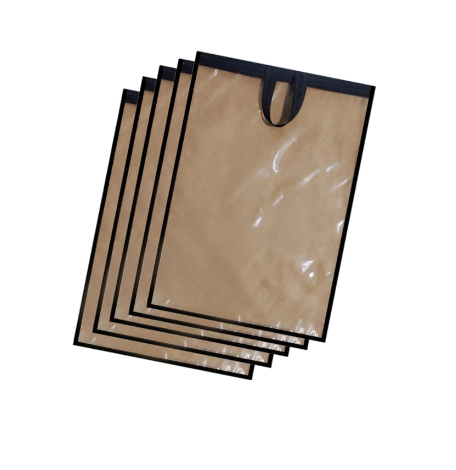 Pack of 05 - Dress Dust proof Cover Bags Water-Proof Dress Covers Pack Wardrobe Organizer Set & Dust-Proof Suit Covers Pack For Garment Bags Pack with Zip and Handle - Quality Assured - Ideal for Storage and Travel".,.,