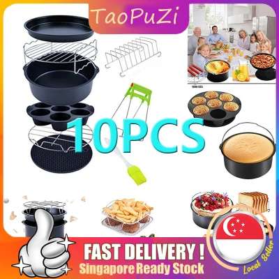 ✨Local Seller 10Pcs Home Air Fryer Accessories Sets 6/7/8 inch Cake Barrel Pan Rack Fit