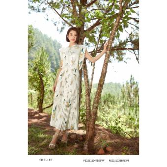 Chân váy lụa trắng hoa ly dập ly thiết kế Elise FS2211233BKSIPT