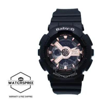 [WatchSpree] Casio Baby-G BA110 Series Rose Gold Metallic Black Resin Band Watch BA110RG-1A BA-110RG-1A