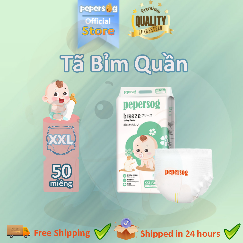 Đây là tả quần Tã Bỉm Quần Dán Cao Cấp Pepersog Tã Dán Sơ Sinh Cho Bé Trẻ Em Đủ Size XXL Newborn Nội Địa