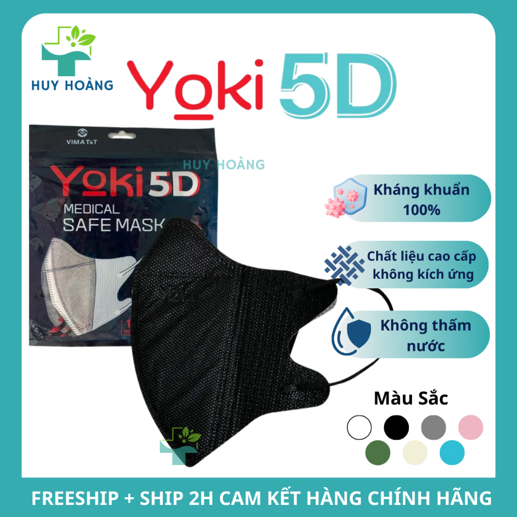  Khẩu trang 5D Mask Yoki 50 cái dày dặn khẩu trang 5D 4 lớp chuẩn form thời trang hàng chính hãng 