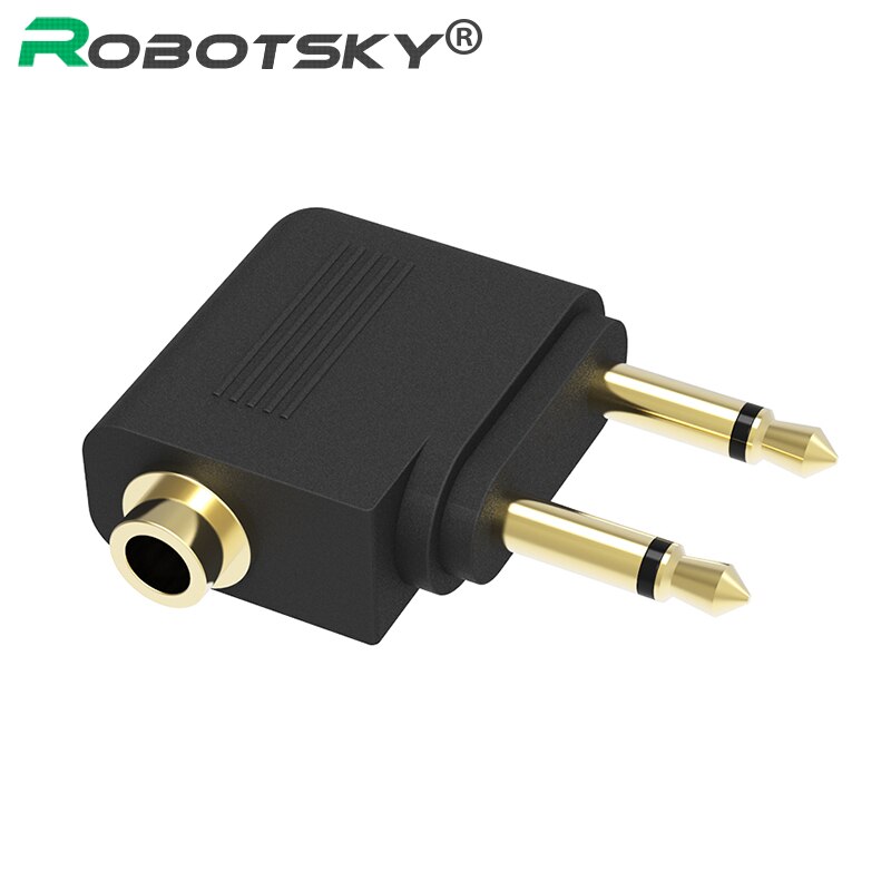 3.5Mm To 2 X 3.5 Mm Stereo Ear Audio Adapter Jack To Air Aircraft Airline