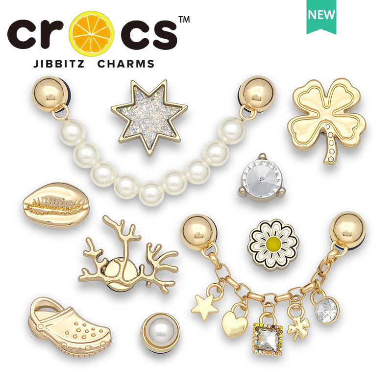  Charm cross Jibbitz Kim Loại Giày Khóa Lỗ Phụ Kiện Hợp Kim Ngọc Trai Daisy Kim Cương Dây Xích Giày Thời Trang Sticker Dép cross 