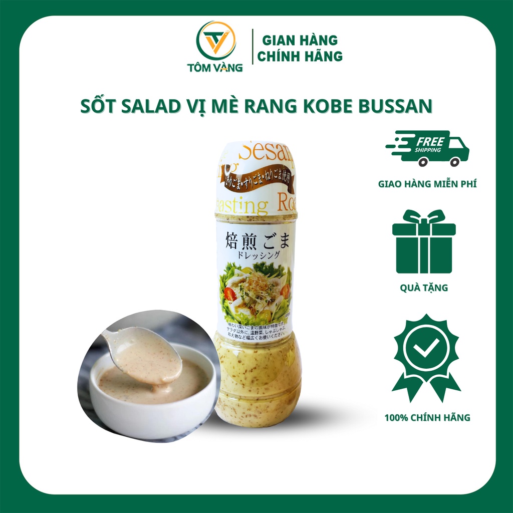 Sốt Salad vị Mè Rang Kobe bussan - chai 300ml - TÔM VÀNG - Hàng nội địa Nhật