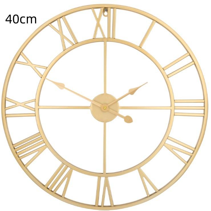 Minimalist Wall Clock Large Vintage Office Home Decoration 50cm/60cm Black Roman Iron Metal