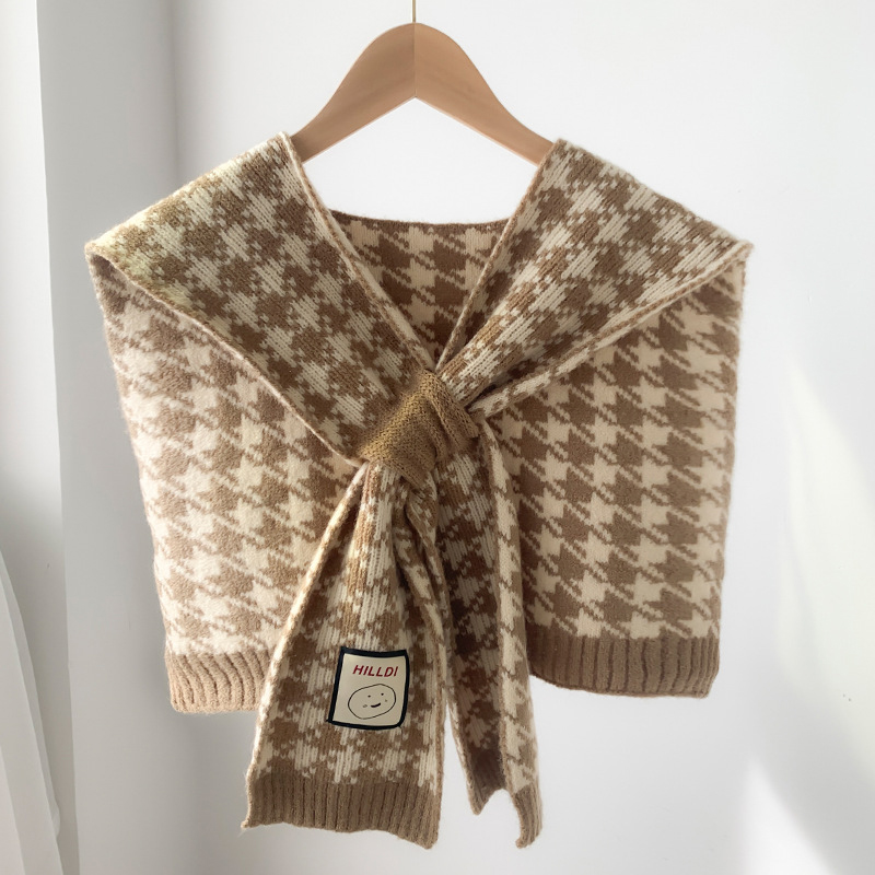 [FinessE] Hàn Quốc Phong Cách Len Dệt Kim Ấm Khăn Choàng Mùa Đông Áo Vai Giả Cổ Áo Choàng Dệt Kim Kh