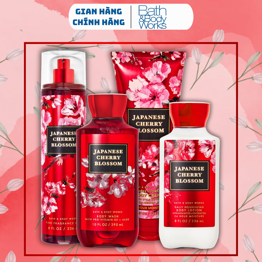 Body Mist Bath And Body Works Nam Nữ Chính Hãng Japanese Cherry Blossom, Xịt Thơm Body Toàn Thân Hương Nước Hoa 236ml