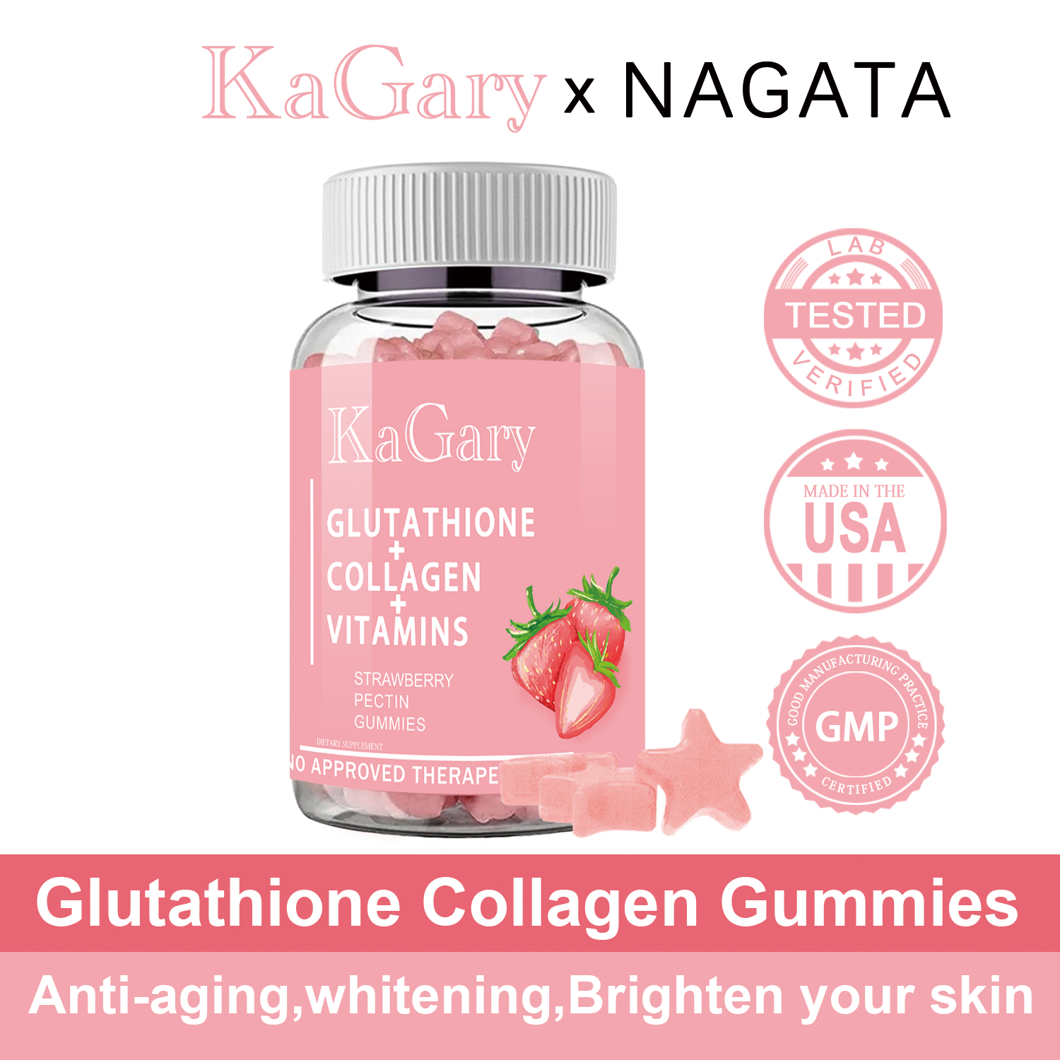 Kagary Glutathione Collagen Gummy Skin Glow กลูตาไธโอน คอลลาเจน ผิวขาวกระจ่างใส ผิวอิ่มน้ำ อิ่มฟู ไม่แห้งกร้าน ราคา 151 บาท*ส่งฟรี