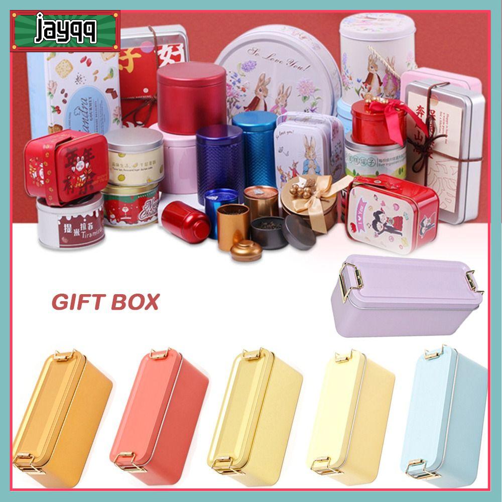 JAYQQ Có nắp Hộp sắt hình chữ nhật Hình chữ nhật Cổ điển Hộp sắt  Có màu sắc Hộp kẹo Bao bì bánh dứa