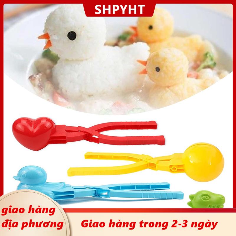 [COD] SHPYHT Giao hàng địa phương Dễ thương Vịt hình gạo khuôn Maker Clip trẻ em ngoài trời nhựa vịt gạo khuôn DIY Snowball Maker Sushi khuôn với xử lý