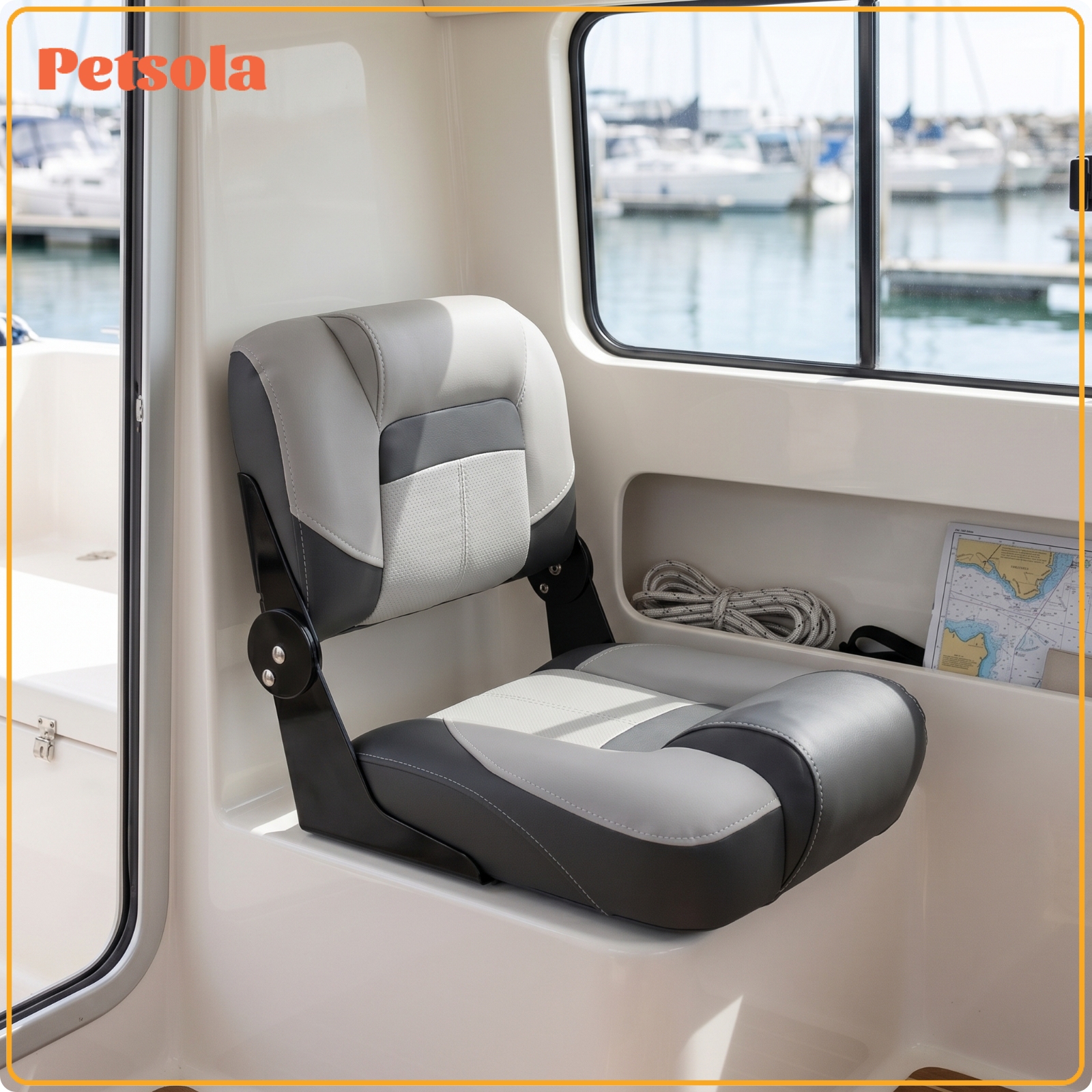 petsola Cushioned Boat Seat with Padded Backrest Compact Boat Seat with Backrest Portable Sturdy for Speedboats ราคา 8,195 บาท*ส่งฟรี