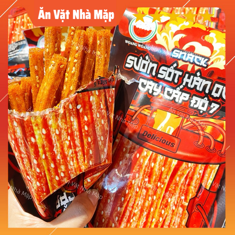Snack Sườn Sốt Hàn Quốc Siêu Cay Cấp Độ 7, Đồ Ăn vặt Hương Vị Hàn Quốc