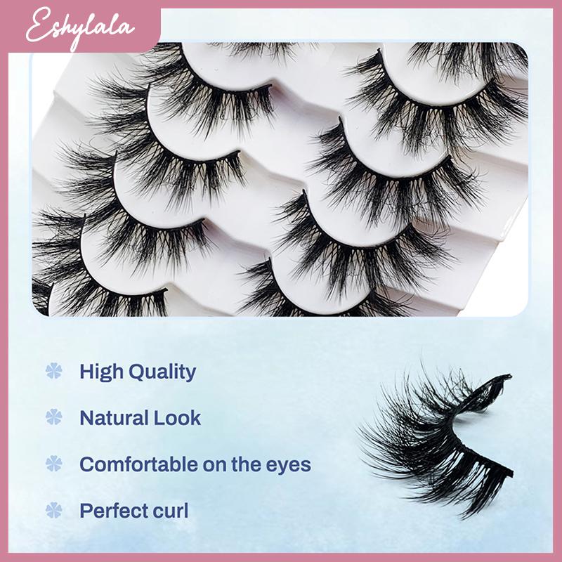 Eshylala 3D False Eyelashes 7 Pairs Of Thick Natural Stereo Curl Fluffy Simulation Eyelashes False Eyelashes