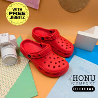 HONU COMFORT Women Men Toddlers Classic Korean Clogs in Red Non-Slip Sandals + FREE Jibbitzs