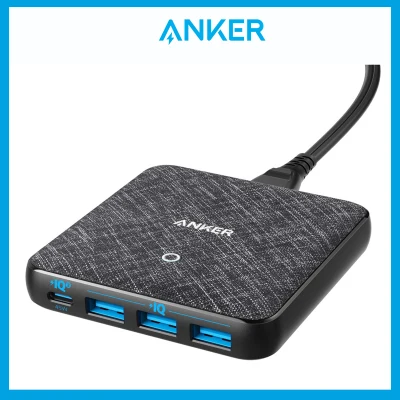 Anker PowerPort Atom III Slim 65W 4 Port Power IQ + Power Delivery Desktop Charger Support iPhone 13/12/11/X series and More Fast Charge