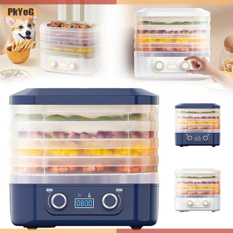 PkYeG เครื่องอบแห้งอาหารพร้อมถาด5ใบสำหรับบ้านเครื่องตั้งเวลาแบบดิจิตอลปรับได้และการควบคุมอุณหภูมิเหมาะสำหรับผักผลไม้ขนมและขนมขบเคี้ยว ราคา 711 บาท*ส่งฟรี