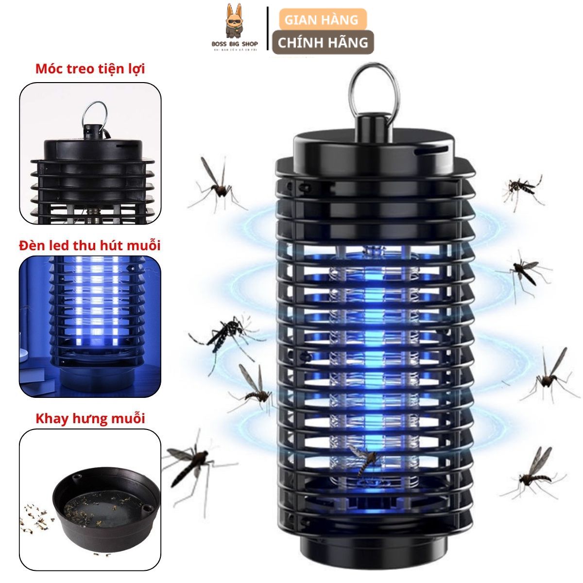 Đèn bắt muỗi tự động cao cấp, Bẫy diệt công trùng điện quang hình tháp 3D kiềm đen ngủ chống loá mắt